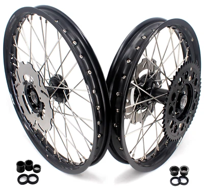 KKE 21/19'' Casting Wheels Rims Set Fit Honda CR125R CR250R 2000-2001 Black Hub - Image 1 of 4