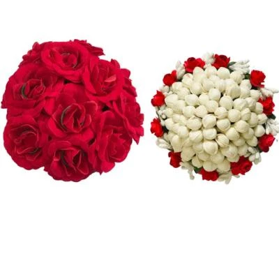 Artificial flower Bun Juda Maker Flower Gajra  Multi Color (Pack-02) — 第 1/3 张图片