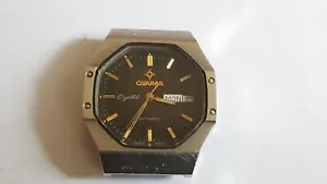 VINTAGE Molto Raro OVARAS Cristallo Automatico T Made in Svizzera T ETA 2836-2 oro p. mvt - Foto 1 di 12