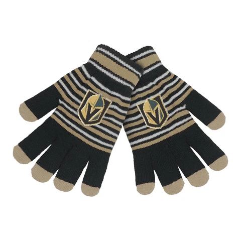 Vegas Golden Knights Gloves Acrylic Stripe Knit Sports Logo Winter Texting Tips Cover
