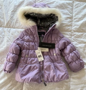 Weather Tamer Toddler Girl Lavender Hooded Puffer Jacket! Faux fur .. 2T ..NEW! - Picture 1 of 7