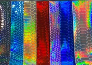 Embossed Holographic Cobra Hologram Glossy Fabric Material - Picture 1 of 1