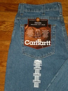 NEU MIT ETIKETT CARHARTT DENIM ENTSPANNTE PASSFORM BLAUE JEANS GRÖSSE: 32 X 38 SELTENE GRÖSSE - Bild 1 von 2