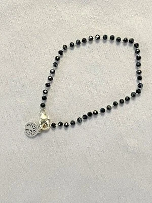 Pulsera Tree Of Life Charm Tobillera Cristal Negro Rosario Eslabón Acero Inoxidable NUEVO Foto 1 de 4