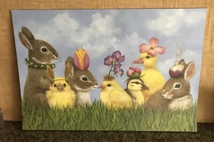 FRAMABLE PAPER PLACEMAT EASTER SPRING BUNNIES CHICKS By VICKY SAWYER - Foto 1 di 8