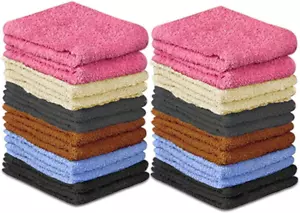 Wash Cloth Set Pack of 24 100% Cotton Flannel Face Cloths Highly Absorbent - Picture 1 of 11