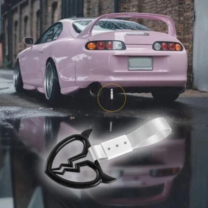 Black Devil Broken Heart JDM Ring Tsurikawa Bus Car Handle Strap -Silver Nylon 1 - Picture 1 of 6