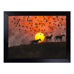 Birds And Horses At Sunset Lap Tray Cushioned Bean Bag Padded TV Dinner Desk - Picture 1 of 4