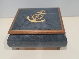 Reuge Music Box 6527 Anchors Aweigh Swiss Movement Cobalt Blue Works - Picture 1 of 10