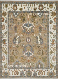 Wool Rug | Hand Knotted 8x10 Beige Ivory Oriental Oushak Area Rug | Customizable - Picture 1 of 9