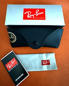Ray-Ban Glasses Medium Leather Rectangular Black Semi-hard Case - Picture 1 of 4