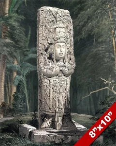 MESO AMERICAN MAYAN AZTEC WATERCOLOR CATHERWOOD PAINTING 8X10 REAL CANVAS PRINT - Picture 1 of 5