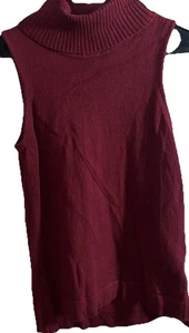 J.Crew Damen Burgunderrot Ärmellos Rollkragen Strick Tank Pullover Trägertop Gr. S - Bild 1 von 4