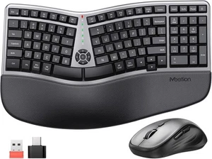 MEETION Ergonomic Wireless Keyboard and Mouse Combo, 2.4G Curved Black Gray  - Picture 1 of 7
