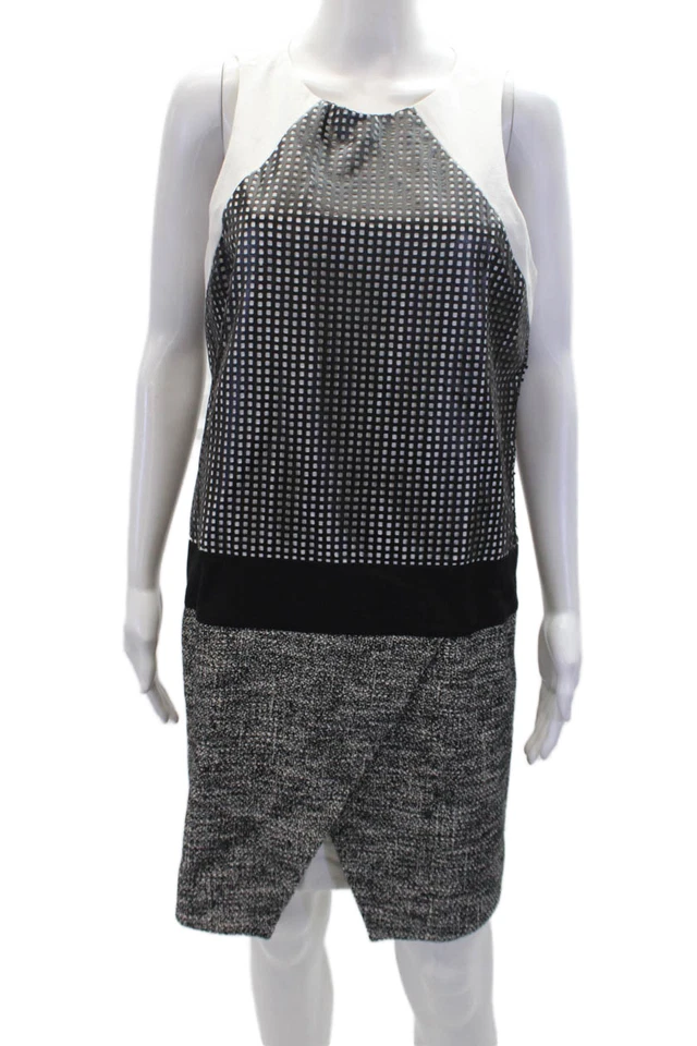 Tibi Womens Cotton Blend Scoop Neck Laser Cut Sleeveless Dress Black Size 10 - Image 1 of 4