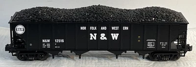 MTH Norfolk & Western 4-Bay Hopper With Coal Load Premier O Scale #12516 N&W - Image 1 of 4