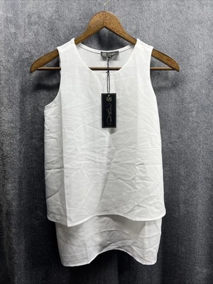 Camiseta sin mangas DG2 by Diane Gilman para mujer talla XS blanca en capas Foto 1 de 4