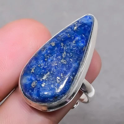Lapislazuli Birnenform Edelstein Handarbeit Ethno verstellbar Schmuck Ring SR... - Bild 1 von 4