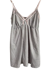 Laura Ashley Babydoll Pajama Top Size Large Stripe Camisole Coquette Gypsy Fairy - Picture 1 of 8