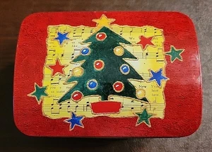 Vintage Greenbrier Int. Christmas Tin With Tree, Ornaments & Stars - Picture 1 of 8