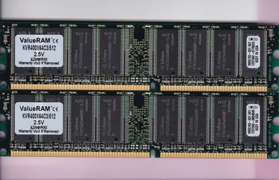 1GB 2x512MB PC3200 DDR-400 Kingston KVR400X64C3/512 INFINEON MEMORY Kit DDR1 - Image 1 of 2