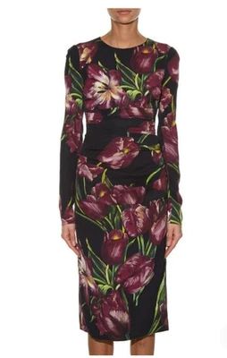 Vestido Dolce & Gabbana Púrpura Tulipán Estampado Acanalado Talla 12 Foto 1 de 4