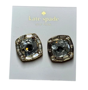 Kate Spade Crystal Stud Earrings Gold Tone Bling Sparkle Y2K Wedding Formal - Picture 1 of 4