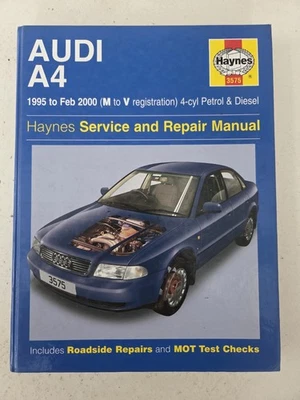 Audi A4 Haynes Manual 1995 to Feb 2000 (M to X reg) 4 - Cylinder Petrol & Diesel - Image 1 of 4