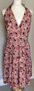 Lindy Bop Swing-Kleid Marilyn Bienenmuster Neckholder UK Größe 16 - Bild 1 von 14