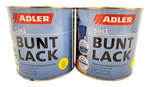 ADLER 5in1 Buntlack für Innen und Außen - 2 x 750ml - Matt, RAL1021 Rapsgelb - Bild 1 von 5