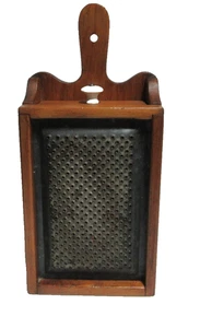 Primative Wooden Grate with Box Drawer VTG Kitchen Gadget Wall Hanging 14 x 6.25 - Picture 1 of 9