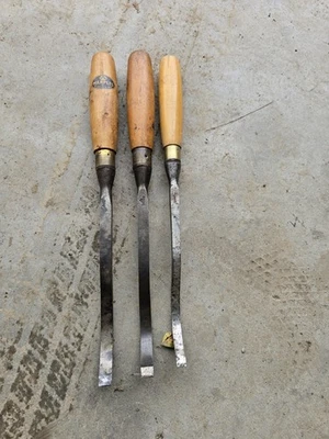 Vintage Marples 3 Swan Necked Mortice Chisel Woodworking Tool - Image 1 of 4