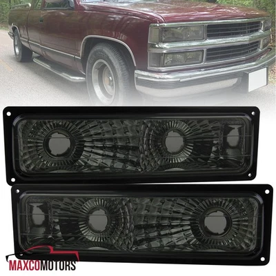 Smoke Bumper Lights Fits 1988-1998 Chevy Silverado GMC C10 Pickup Signal Lamps - Image 1 of 4