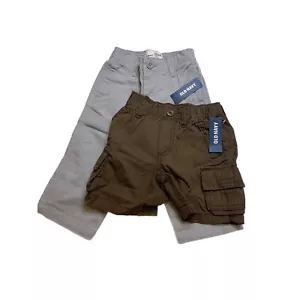 NWT Old Navy Boys Grey Pants Brown Cargo Shorts Lot Bundle 12-18M - Picture 1 of 2