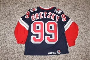 CCM WAYNE GRETZKY 99 NEW YORK RANGERS LIBERTY JERSEY M MIC Canadian SEWN VTG - Picture 1 of 6