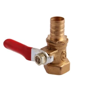 3/8" BSP Female to 10mm Hose Barb Brass Ball Valve Pipe Fitting Red Lever Handle - Picture 1 of 2
