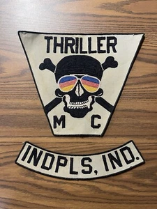 Large Vintage Motorcycle Club Patch Cut Embroidered Thriller MC Indianapolis IN - Picture 1 of 8