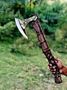 Custom Handmade Carbon Steel Viking Axe,Valentine's Day Gift,Christmas Gift M1 - Foto 1 di 9