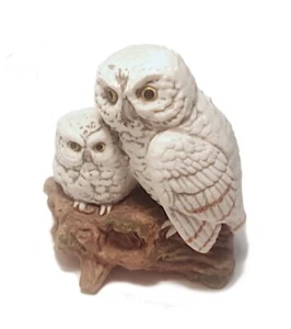 Figura bebé Búho Mamá gris-blanco acabado mate vintage Napcoware 314 Taiwán - Imagen 1 de 7