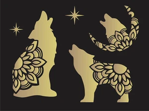 3 PLANTILLAS Lobo Aullador Coyote Media Luna Estrella Mandala Hágalo Usted Mismo Arte Letreros del Suroeste - Imagen 1 de 8