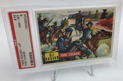 1956 ROUND-UP Trading Card  THE CHASE #76  KIT CARSON #6 of 10 grade PSA NM-MT 8 - Image 1 of 4