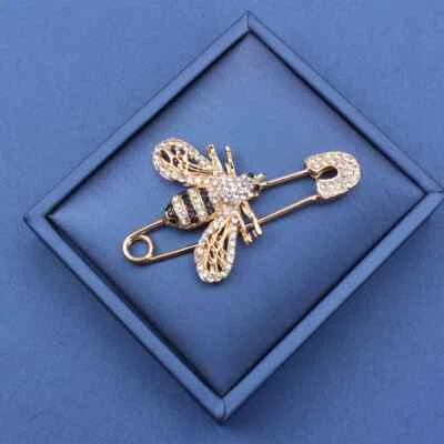 Broche de abeja dorada de lujo completo cristal estrás insecto prendedor para mujer regalo brillante Foto 1 de 4