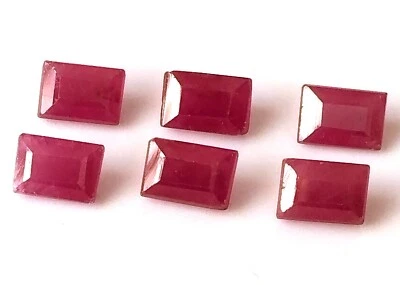5X8 MM BAGUETTE CUT RUBY NATURAL UNHEATED FACETED CALIBRATED GEMSTONE 6 PIECES - Image 1 of 4