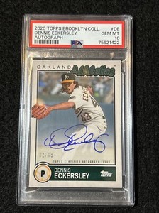 PSA 10 🔥 2020 Topps Brooklyn Collection #/75 Dennis Eckersley #BKA-DE Auto HOF