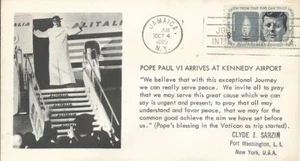 Sobre Conmemorativo Estados Unidos Pablo VI llega al aeropuerto Kennedy 1965 - Imagen 1 de 1