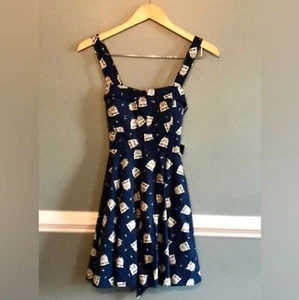 Ixia Owl Print Fit And Flare Dress. Pin up style. Novelty print. Size M - Picture 1 of 10