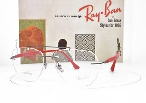 Authentic Italy Ray-Ban Eyeglasses LIGHTRAY RIMLESS Red 54mm Aviator 8749 1192 - Picture 1 of 5
