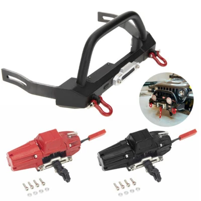 Metal Front Bumper Electric Winch for Axial SCX10 90046 TRX4 1/10 RC Crawler Car - Image 1 of 4