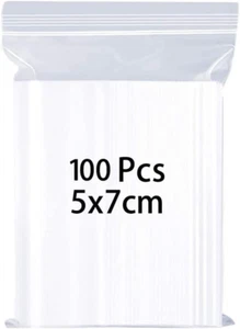 Bolsas de sellado de 100 empuñaduras de 5x7 cm, pequeñas bolsas de plástico transparente, bolsas de almacenamiento resellables, - Imagen 1 de 12