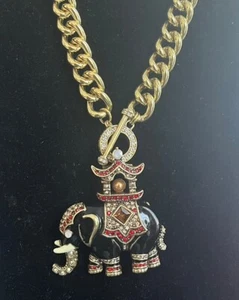 Heidi Daus QUEEN of SIAM Crystal Lucky ELEPHANT Enhancer Toggle NECKLACE - Picture 1 of 22